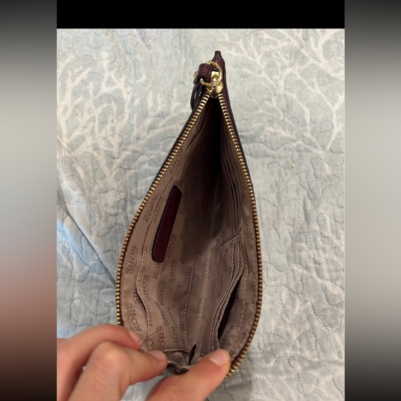 Maroon Leather Michael Kors Wristlet - Picture 4 of 4